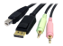 StarTech 6ft 4-in-1 USB DisplayPort® KVM Switch Cable w/ Audio & Microphone (DP4N1USB6) - Nærbillede