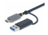 Startech USB 3.0 Multi-Media Memory Card Reader, SD/microSD/CompactFlash Card Reader, Portable USB 5Gbps Card Adapter, External USB-C Card Reader with Attached USB-A Adapter - Nærbillede
